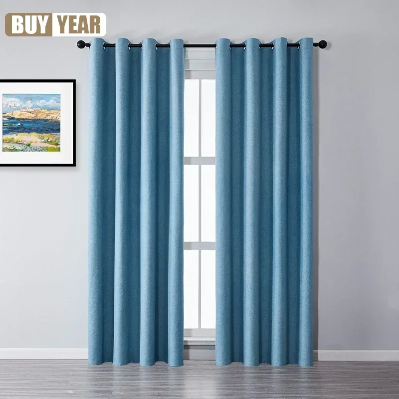 Linen 100% Blackout Curtains for Living Room Curtains for Bedroom Kitchen Window Treatment Custom Made Blinds Finished Drapes