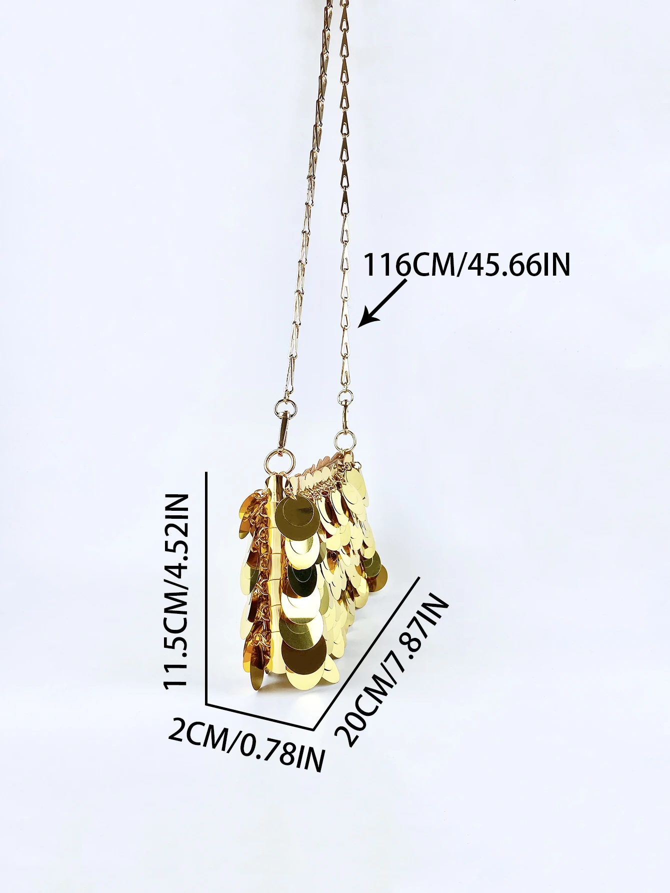 Trendy and cool gold glitter chain, women\'s fashionable and simple texture, horizontal square bag, personalized bag