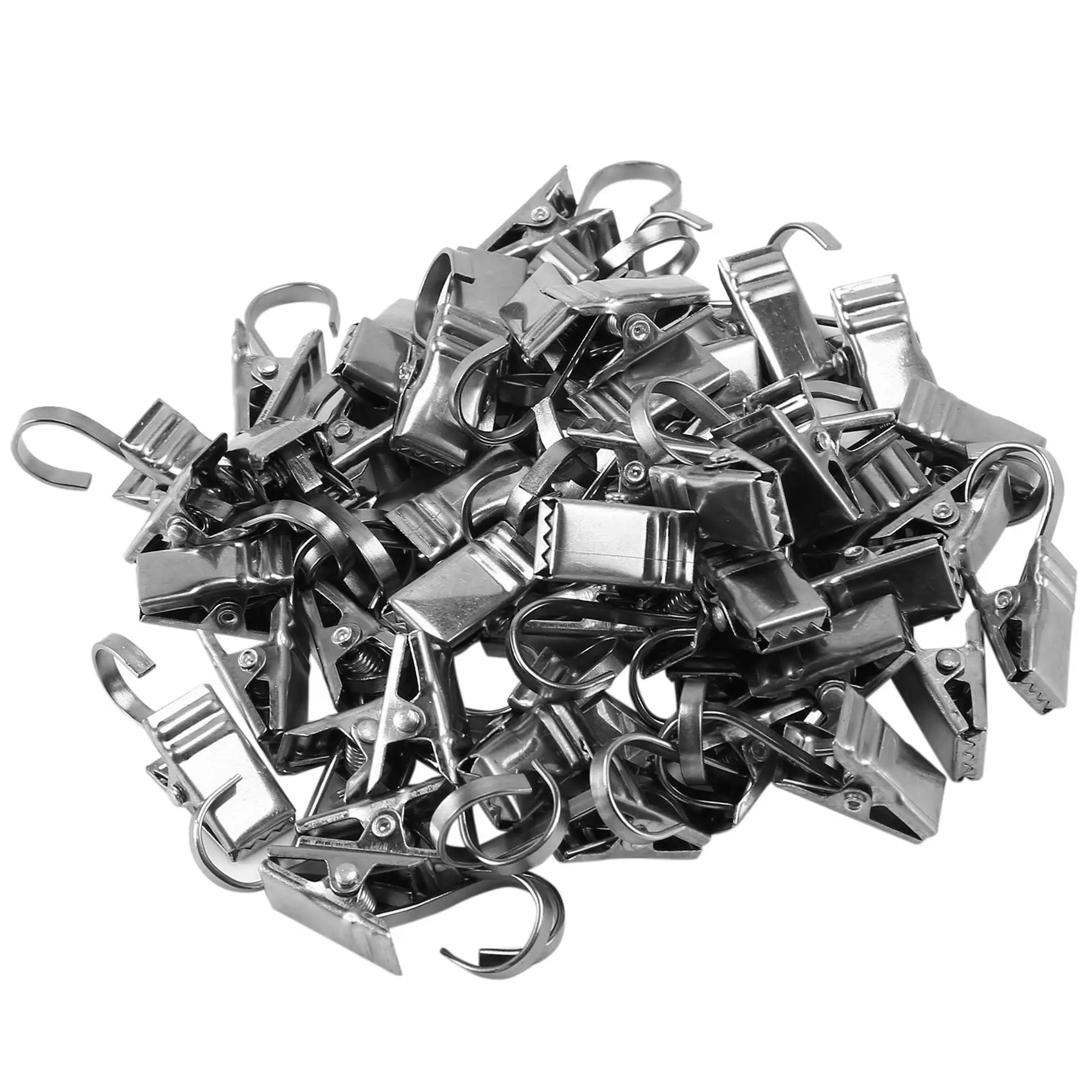 50PCS Stainless Steel Clips Hooks Clip Rings Metal Curtain Clips For Photos, DIY Crafts Highly Recommended