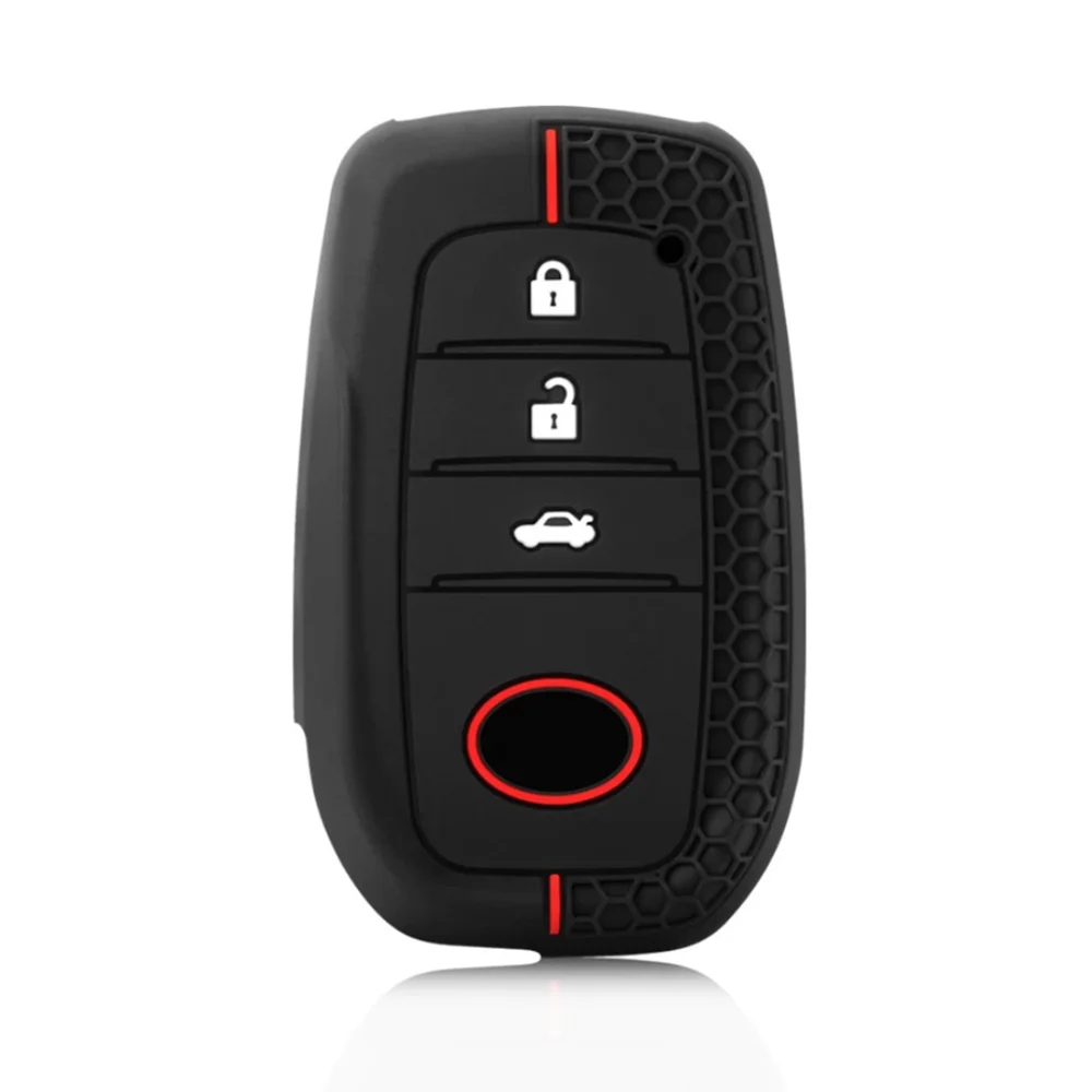 Silicone Car Key Case Cover Chain For Toyota Corolla Hatchback Cross Yaris Cross Prius Hilux Land Cruiser LC200 LC250 LC300