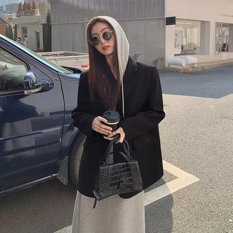 

Women Winter Coats Office Wear Woman Sense Workplace Flip Sun Protection Size Thin Plus Side Slit One-Button Basic Newest