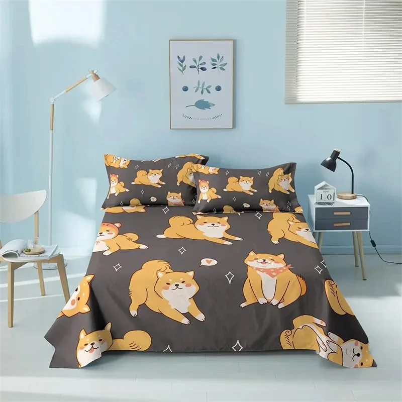 Juego de cama para perros con dibujos animados, funda nórdica, edredón, funda de edredón, funda de edredón, funda de almohada, King Queen, tamaño doble, niños, niñas y adultos