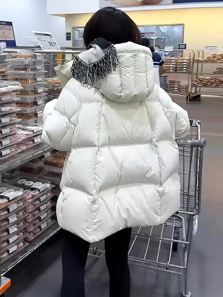 Abrigo de invierno Jaet acolchado de plumón blanco con capucha para mujer, cálido, Sli, dulce, longitud Regular, sin marca