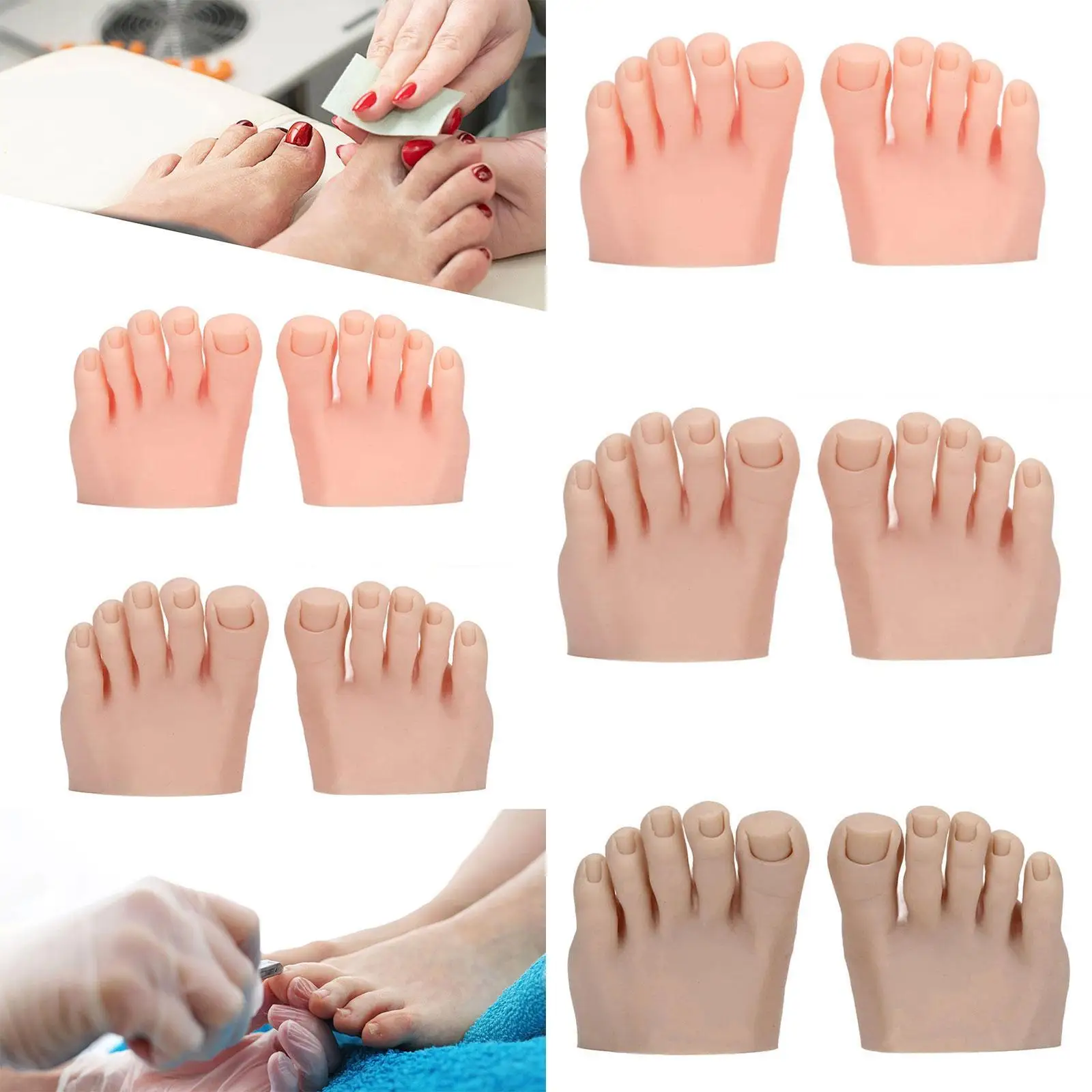 Movable Fake Foot Model for Nails Tips, Professional Silicone Mannequin