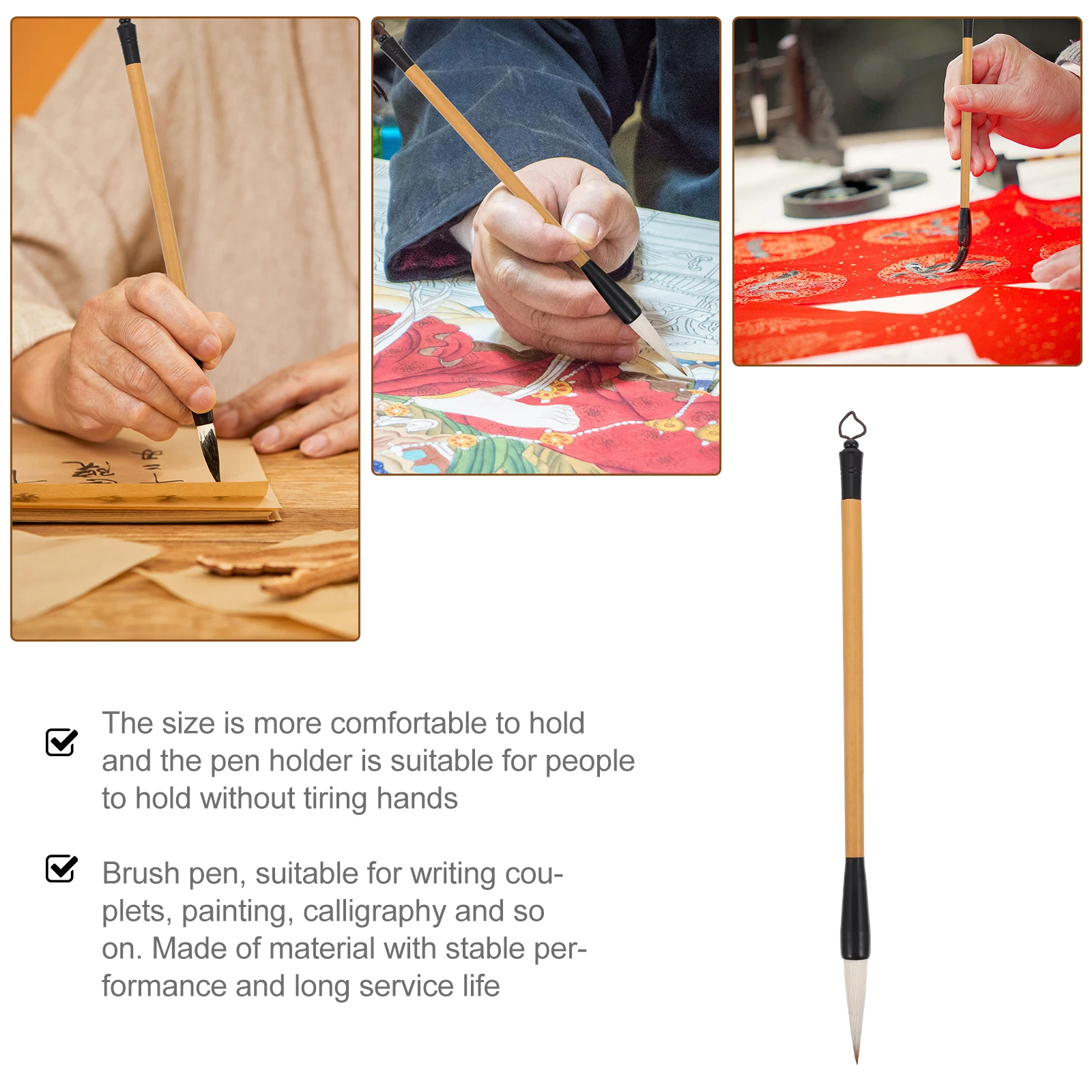 

Wolf Goat Hair Calligraphy Brush Ergonomic Design Writing Painting Pen for Beginners Students Classic Bamboo Art Stationery