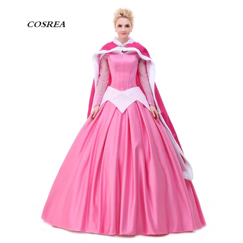 

COSREA Top Quality New Aurora Princess Cosplay Costume Beautiful Long Party Dress With Long Sleeve Costumes For women