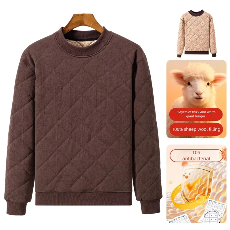 Men's Autumn Winter Fleece-Lined Warm Winter Cotton Jacket Windproof Thickened Sheep Velvet Casual Style Thick Men's Sweatshirt