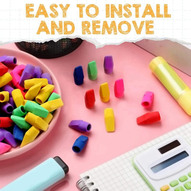 Forro Forma Lápis Eraser Caps, Látex Free Toppers, 500pcs