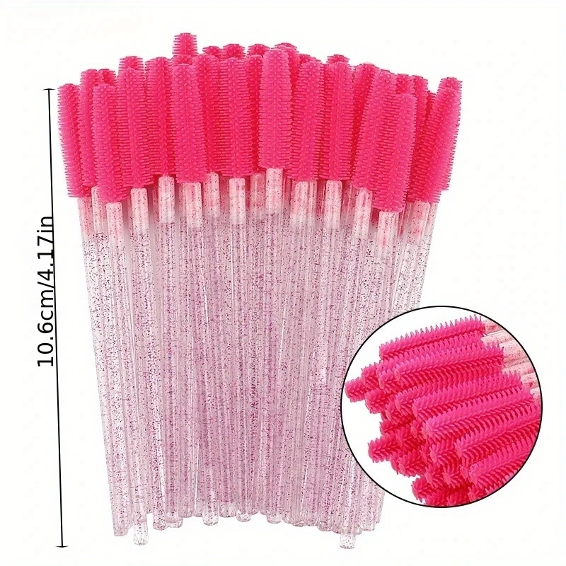 50 cepillos para rímel de pestañas, cucharas, cepillos de cristal para extensiones de pestañas, cejas, viajes y salón de belleza