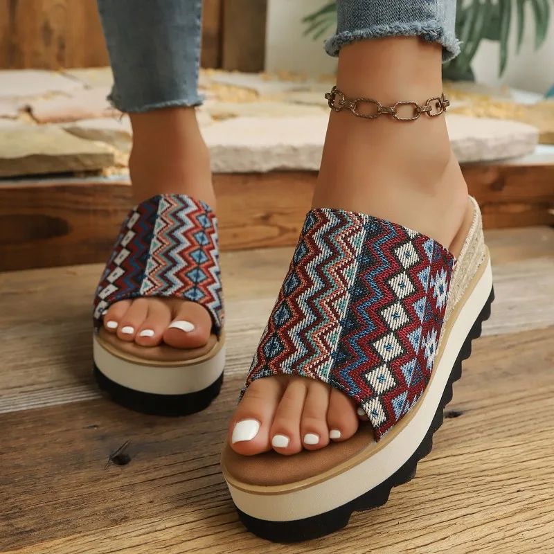 

Summer Leopard Print Wedge Casual Women Heels 2026 Fashion Simple Fish Mouth Thick Soled Woman Shoes Мюли Женские На Каблуке