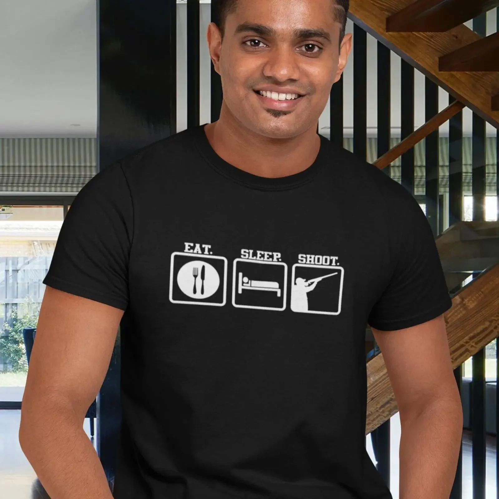 Eat Sleep T shirt Shooting Hunting Christmas for Shooter vintage Washed Breathable Slightly homme Stretched Unisex Casual