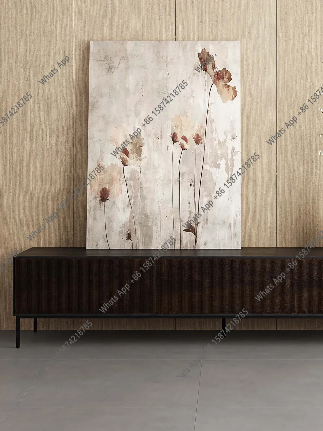 X65 Nordic Home Burmese Teak TV Cabinet All Solid Wood Italian Retro Wabi-sabi Style Designer Model