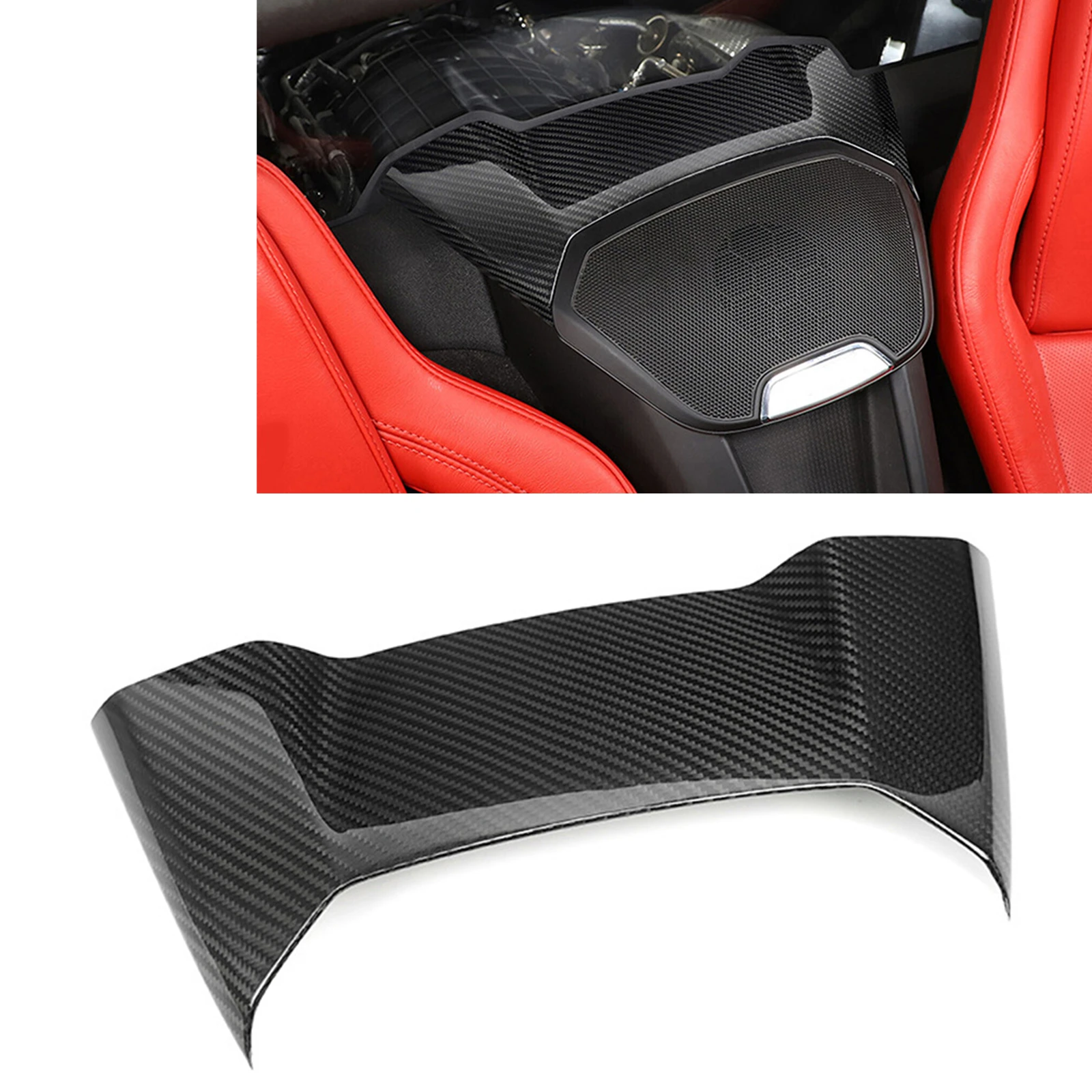 

For Corvette C8 Coupe 2020-2024 Real Carbon Fiber Interior Rear Seat Horn Hood Panel Cap Waterfall Speaker Upper Trim Cover