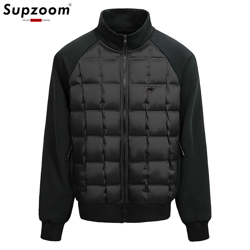 

Supzoom 2025 New Arrival Top Fashion Grid Thickened Winter Triangle Marker Warm Casual Winter Down Jackets Men