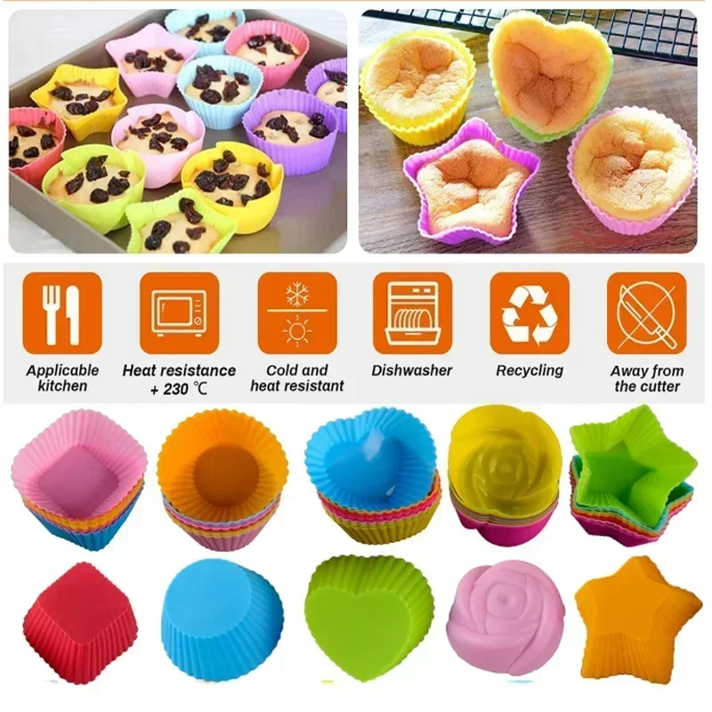 20/1pcs Silicone Cupcake Baking Cups Reusable Non-stickMuffin Cupcake Liners Holders Set for Party Halloween Christmas