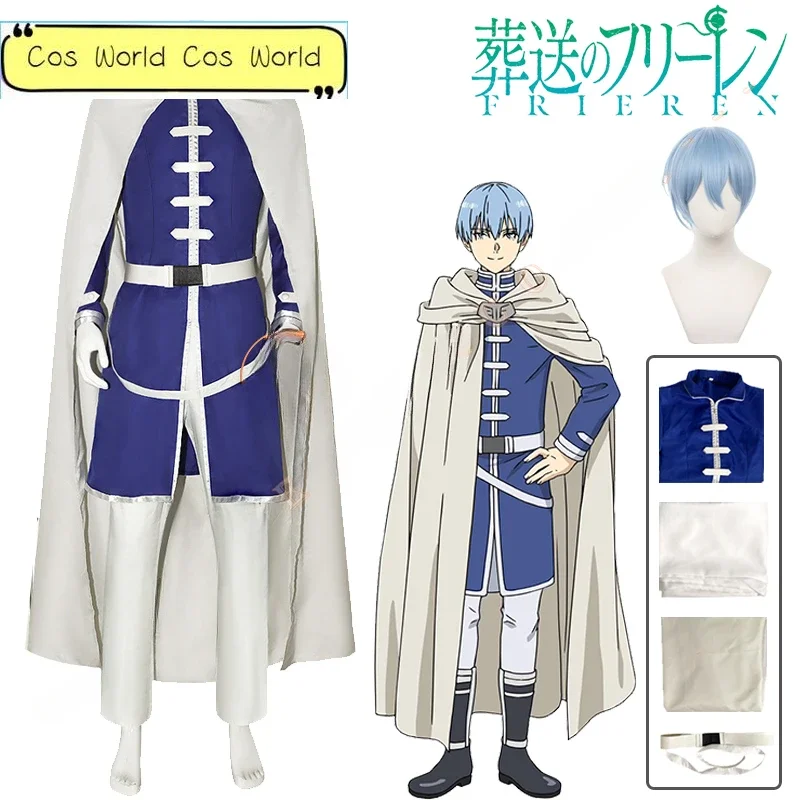 Himmel Kostium Cosplay Peruka Anime Frieren Beyond Journey's End Cloak Uniform Strój Niebieskie Włosy Halloween Impreza Mężczyźni Kobiety Odgrywanie Ról