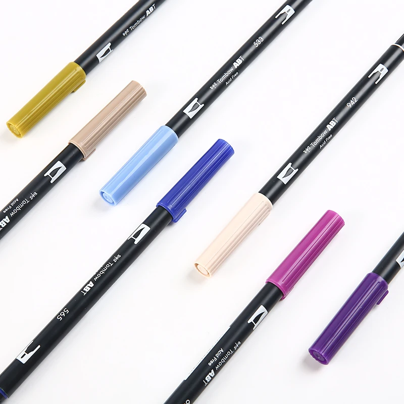 Tombow ABT 1pcs Dual Water Brush Pen & Fine Tip Pen Calligraphy Art Marker Pen for Journaling Card Making Art Supplies
