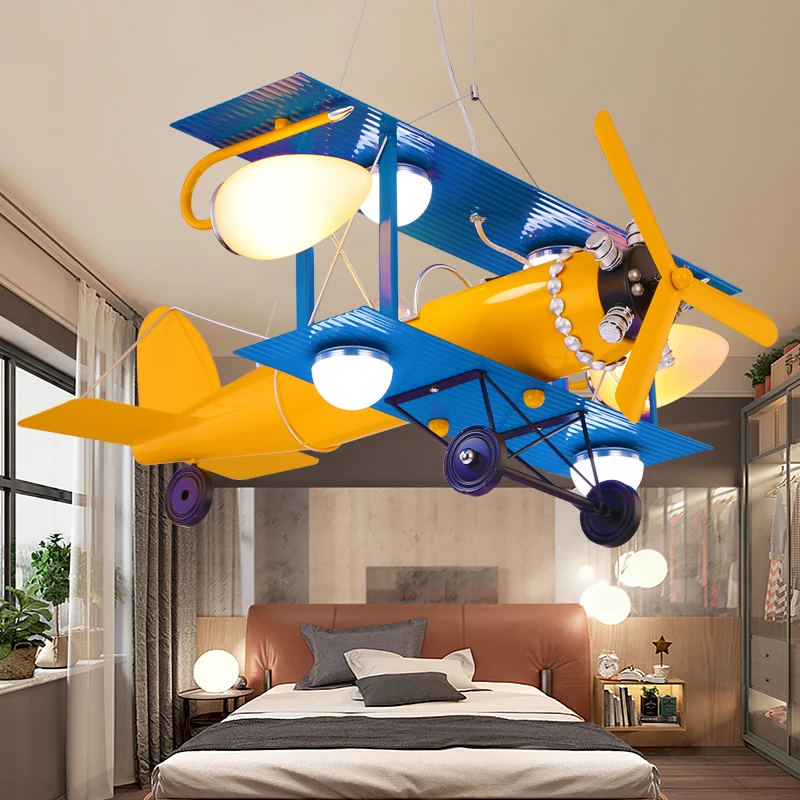 

Children's room, airplane, bedroom lamps, boys, creative cartoons, simple modern led, eye protection lamps, wrought iron chandel