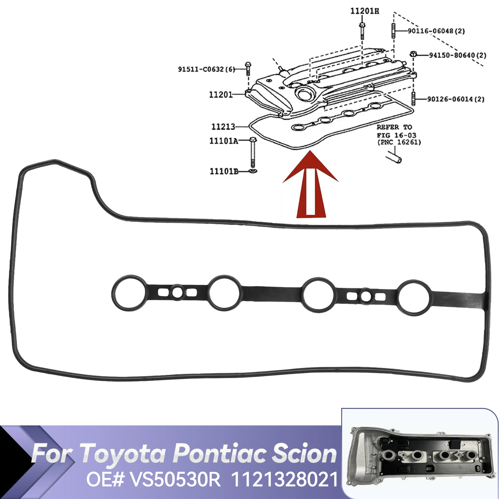 Vehicle Engine Valve Cylinder Head Cover Gasket For Toyota Corolla RAV4 Camry Solara Rubber 11213-28021 Accessories 1121328021