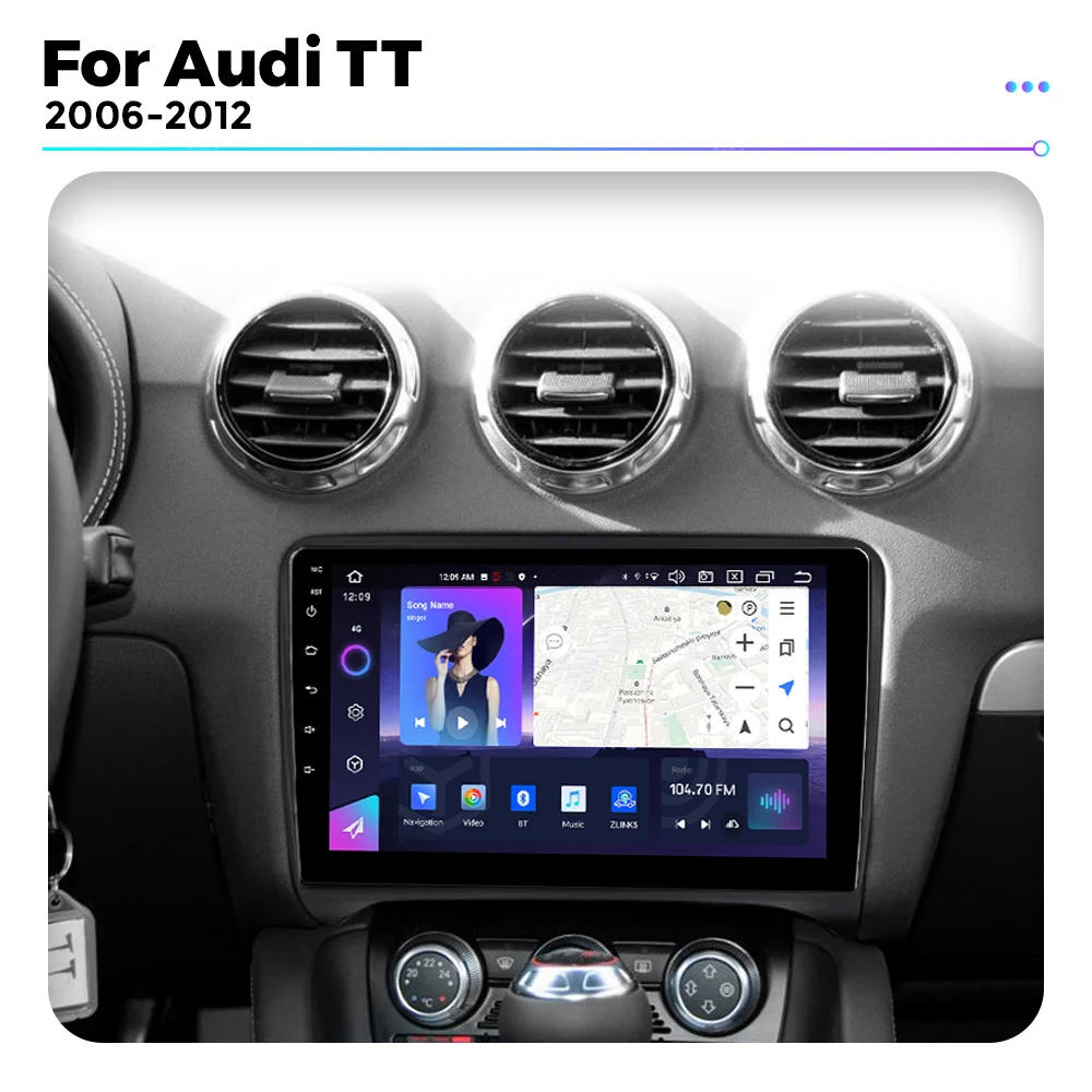 Navifly MTK 6762 main chip Android 13 Head Unit Built in dual fans RDS 4G full Netcom auto radio For Audi TT MK2 8J 2006 - 2014