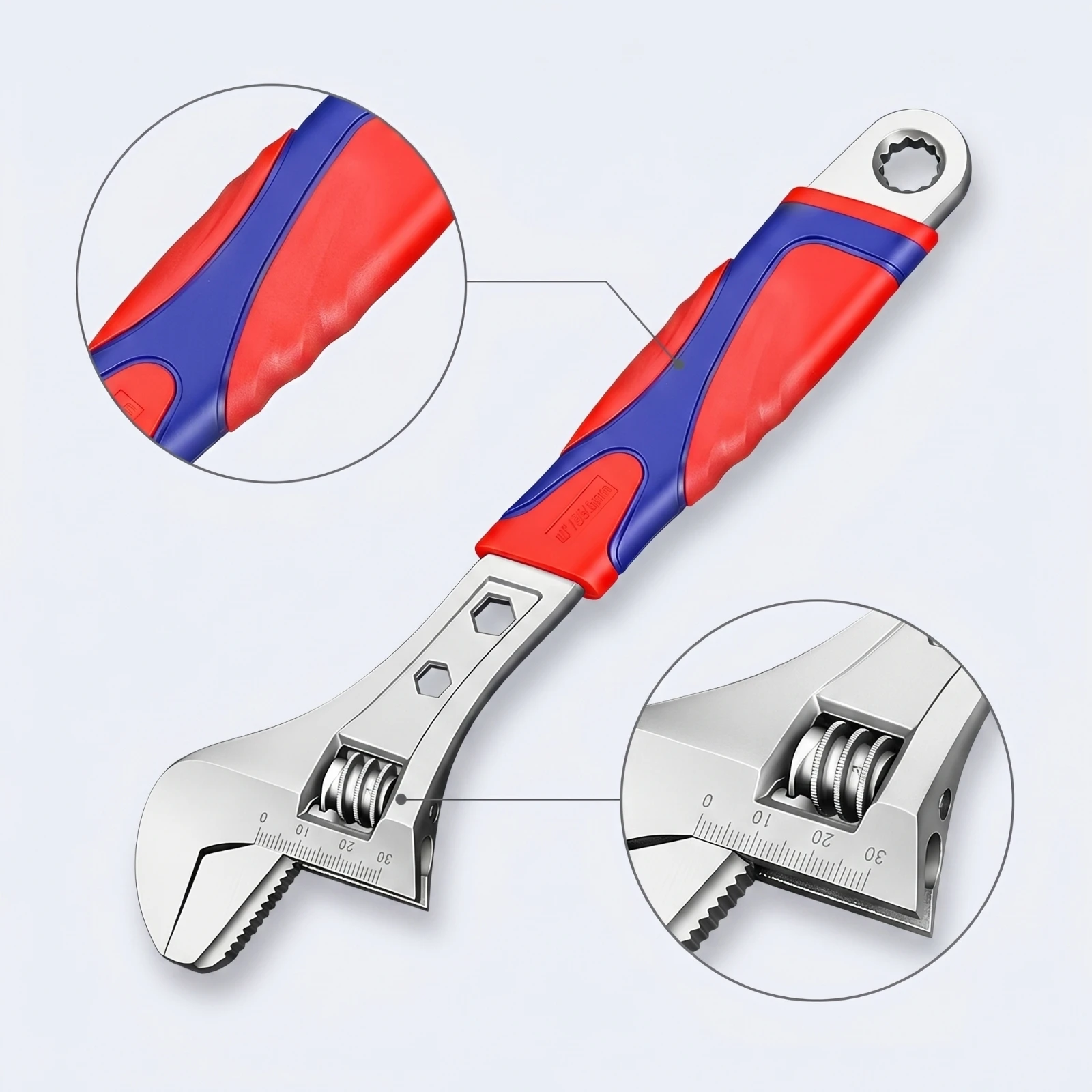 Wrench with Anti-Slip Handle Sturdy Adjustable Wrench Adjustable Spanner Heavy-Duty Tool Extra Leverage for Homeowners - view 4