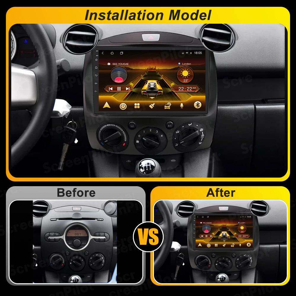 Android 16 For MAZDA 2 Mazda2 2007 2008 2009 2010 2011 2012 2013 2014  Car Radio 2 Multimedia Video Playerdin GPS Navigation 5G