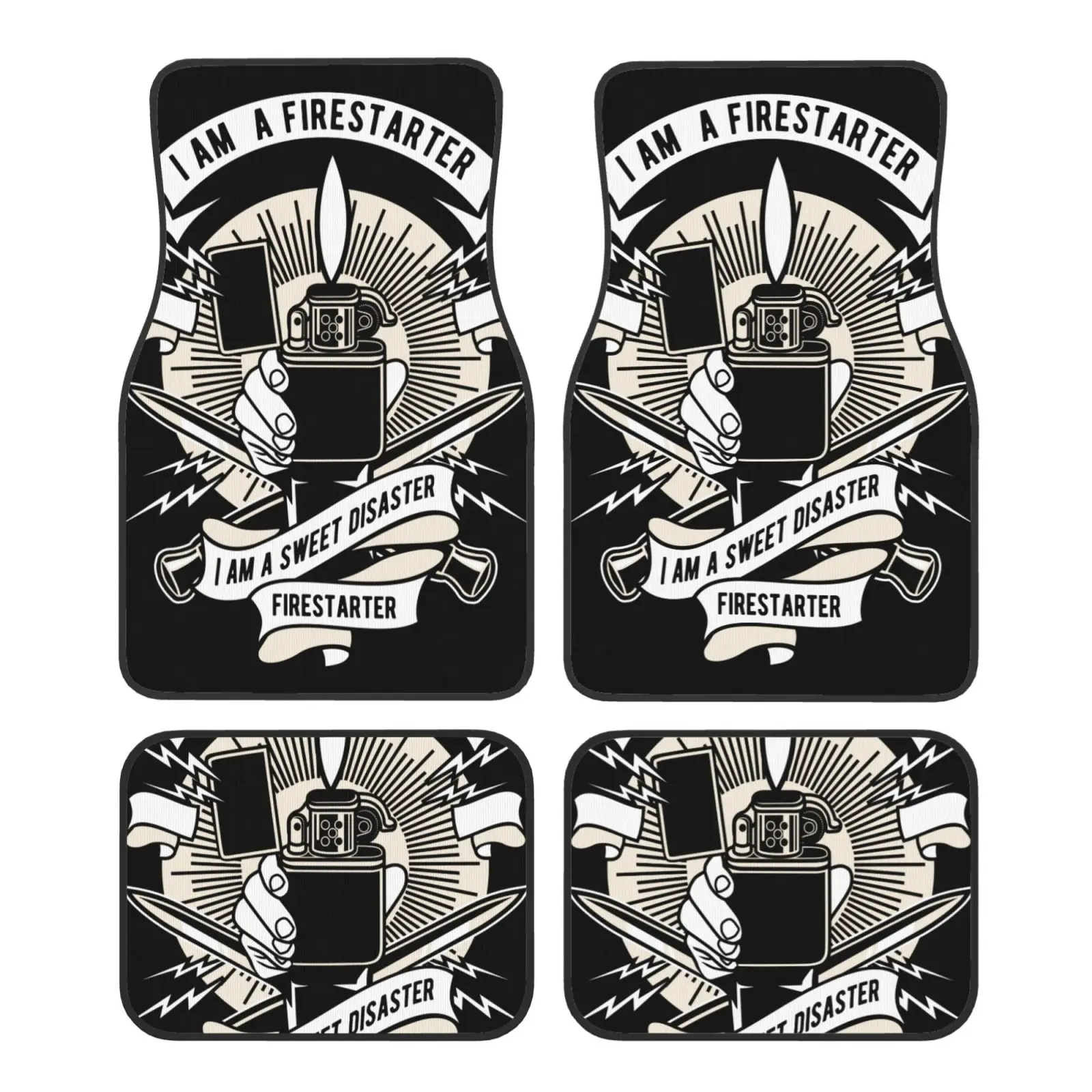 4pcs Car Floor Mats, And Stylish Design, Ideal For Christmas, Valentine's Day, Thanksgiving, And Car Enthusiasts, All-weather C