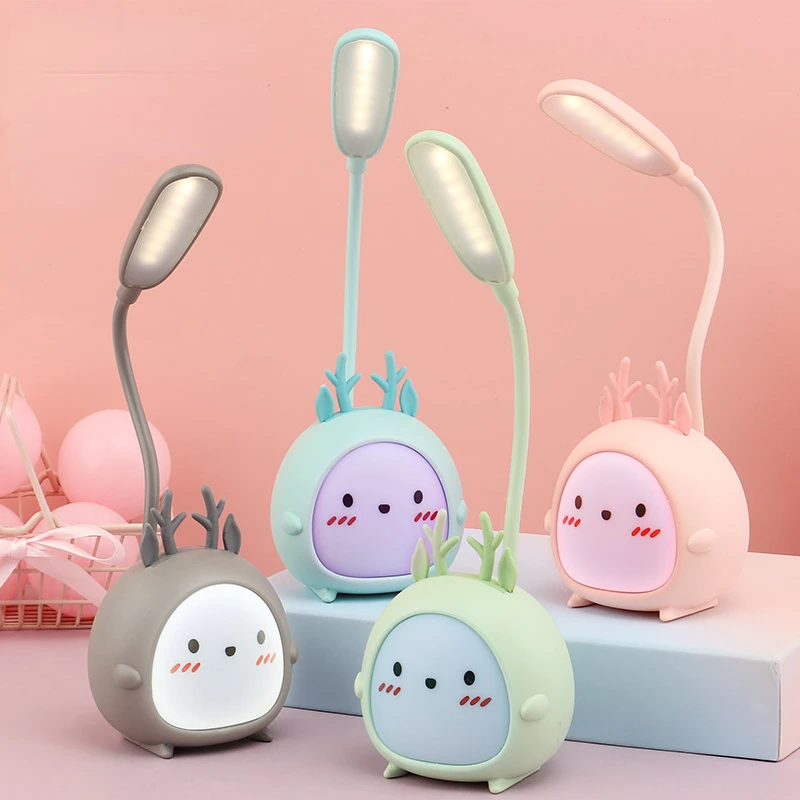 LED Night Light Cute Cartoon Desk Lamp Eye Protection USB Rechargeable Table Lamp Kawaii Kids Gift Colorful Book Reading Lamp