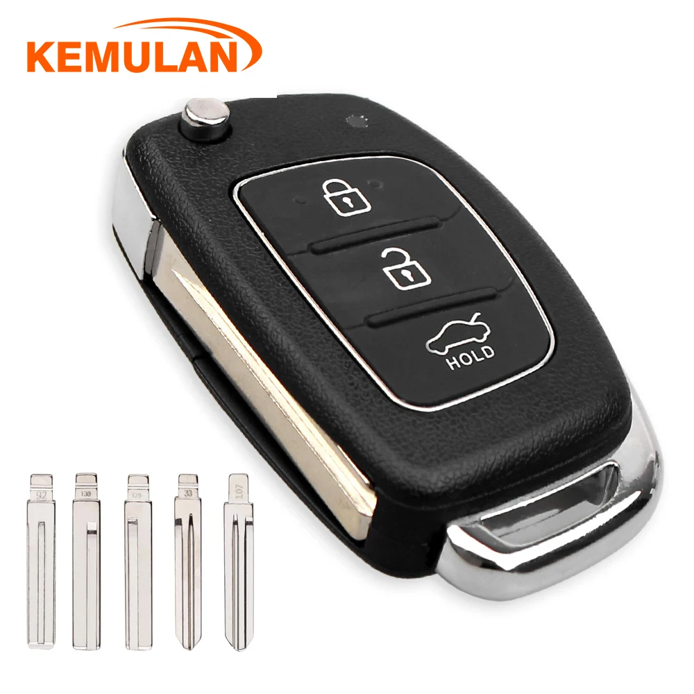 

KEMULAN 3 Button Folding Flip Remote Key Shell Car Key Case For Hyundai Solaris Ix35 Ix45 Series Auto Key Blanks Case Fob Uncut