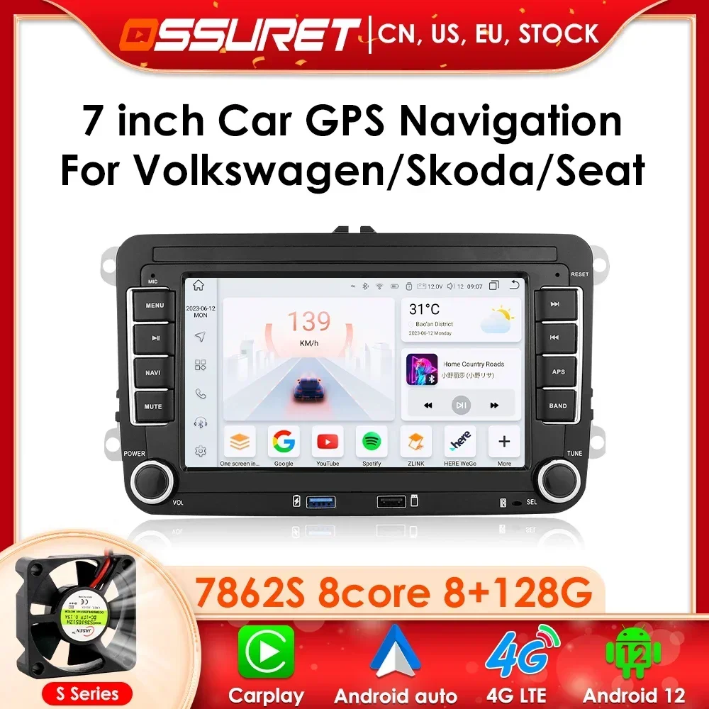 

Android 12 Car GPS Radio Stereo Navi For VW Passat CC Golf 5 6 Cabriolet Tiguan Jetta Polo Sedan Bora Sharan RDS BT Navigation