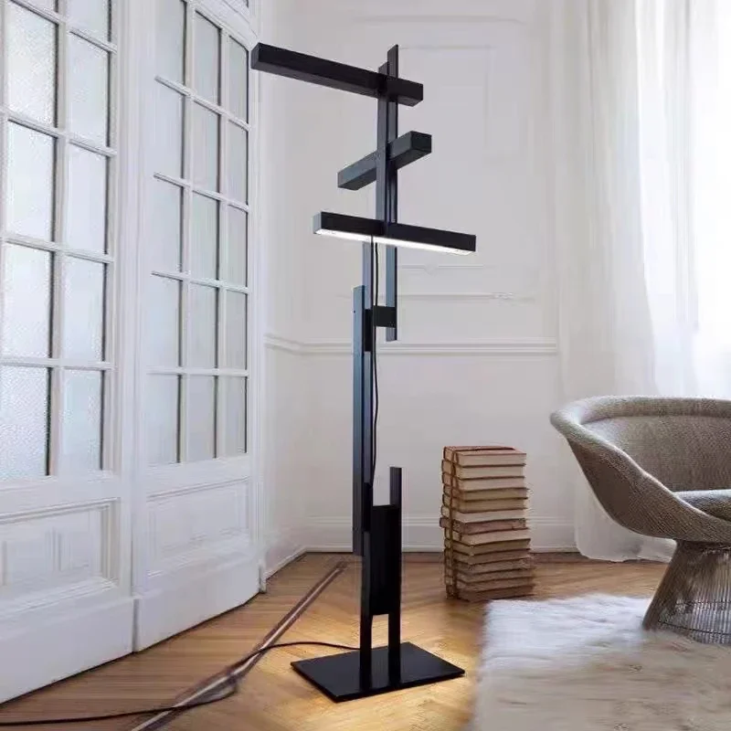 

Black Light Emitting Diode Decoration Modern Office Floor Lamp Living Room Modern Design Geometric Light Emitting Diode