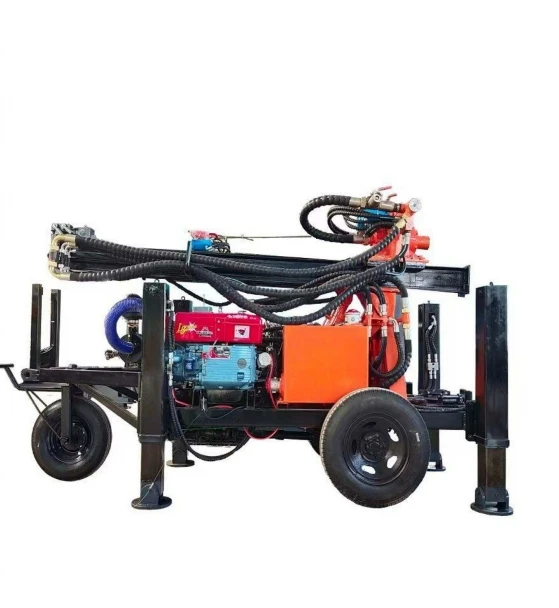 عجلة نوع آلة حفر الآبار 200 متر عمق آبار المياه تلاعب محرك الديزل مضخة طاقة الهواء المحرك الأساسية جهاز حفر الألغام بيع