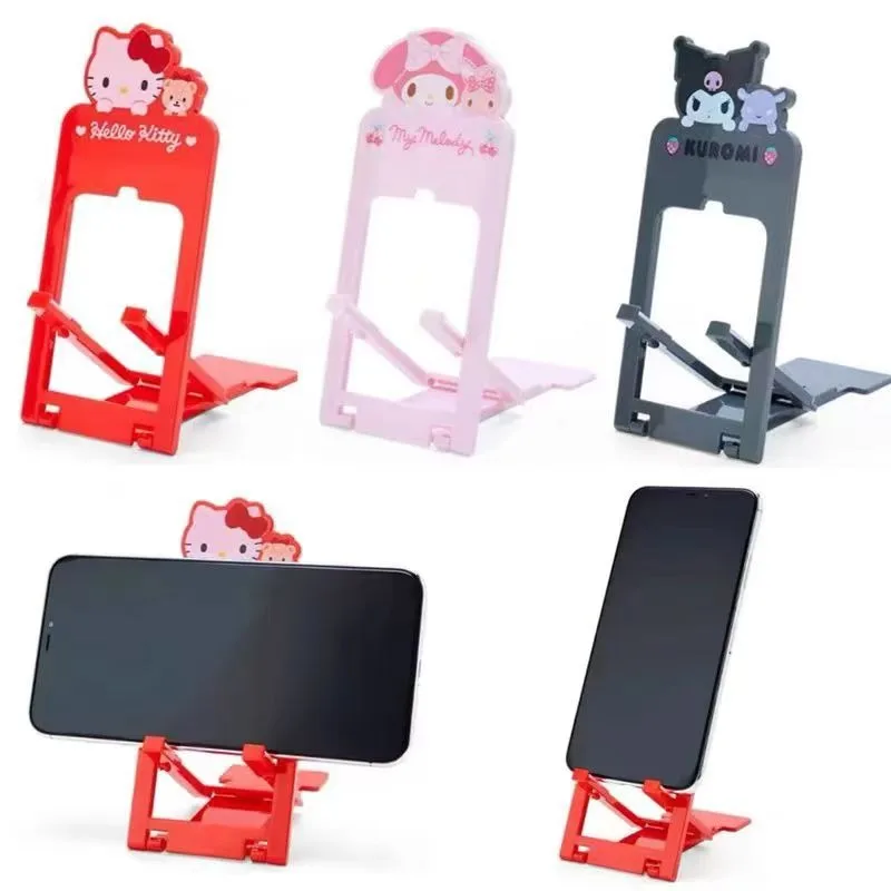 Sanrio Hello Kitty Kuromi Kawaii  Mobile Phone Holder New Cartoon Girly Heart Desktop Lazy Person Tablet Stand Girls Gifts