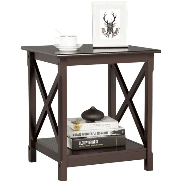 Modern Rectangular Wood End Table, Espresso Finish