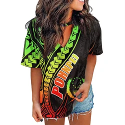 Drop Shipping Summer Loose Oversize T-shirt Casual V-neck Tunic Blouse Polynesian Tribal Samoa Pohnpei Islands Print Men T-Shirt