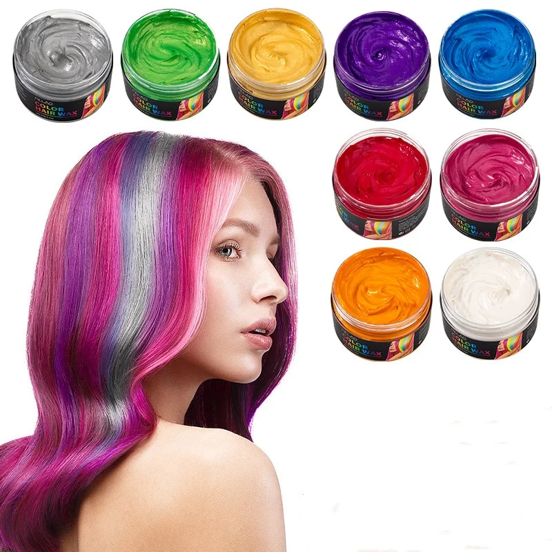 

120g Colorful Styling Hair Mud Temporary Hair Dye Wax Disposable Molding Dye Cream Long-lasting Styling Fluffy Hair Shaping Wax