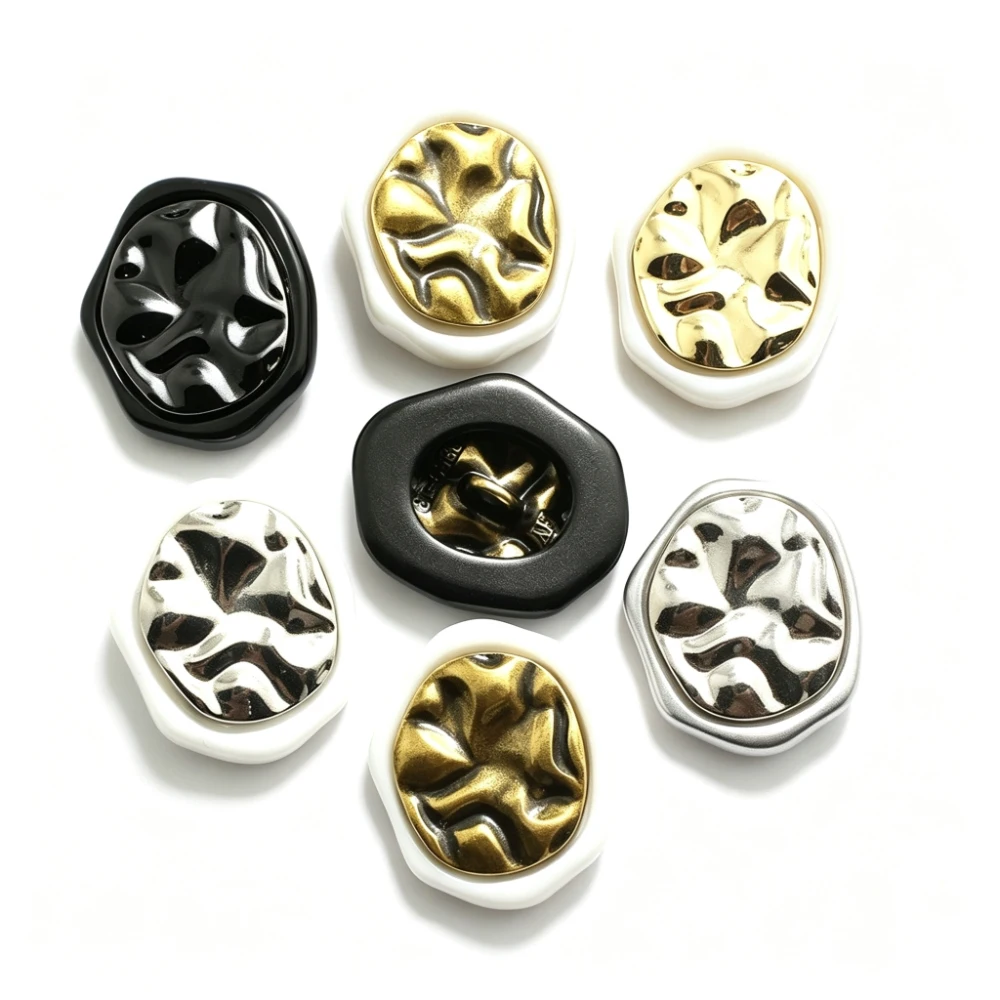 Shank Buttons Irregular Shape Button Metal Resin Double-shaped Buttons Fashion Sweater Decorative Oversized Button 23-54mm