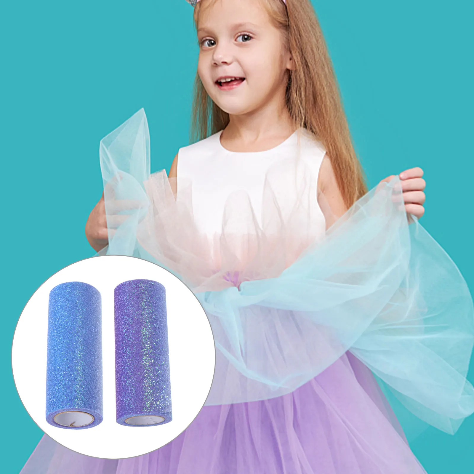 

Light Blue Gradient Mesh Roll Tulle Fabric Ribbon for Gift Wrapping Home Decor H crafted Wedding Party Supplies