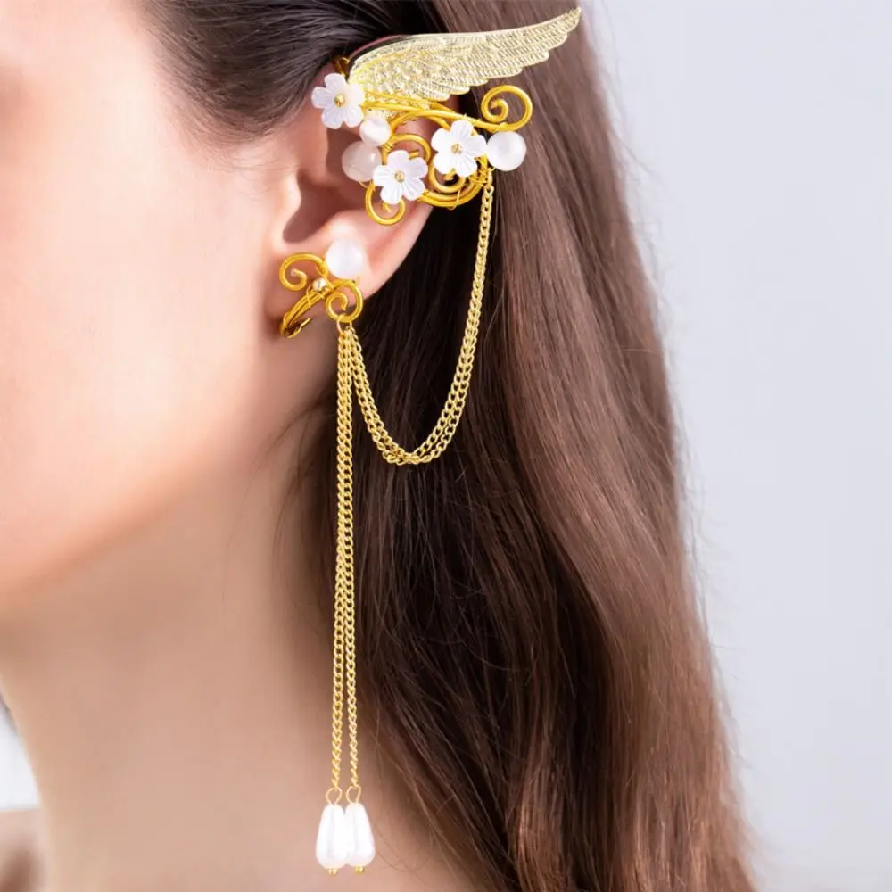 Left Ear Right Ear Goth Alloy Elf Ear Clip Crystal Elf Ear Wings Ear Cuff Hollow Out Korean Style Ear Hook Party