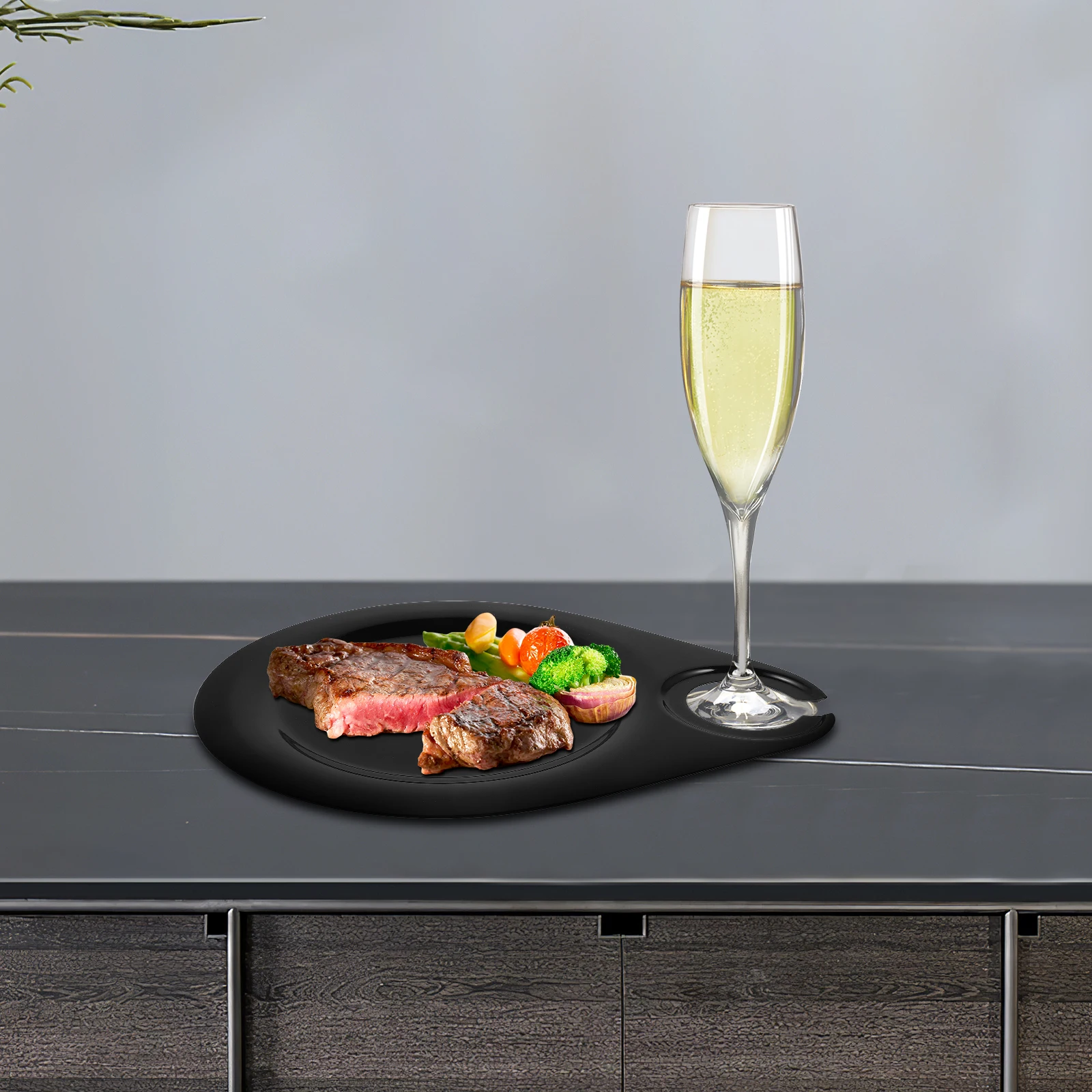 

Creative Cocktail Tray Glass Holder Melamine Serving Board Fruit Platter Party Plate Hold Steak Board Easy Clean