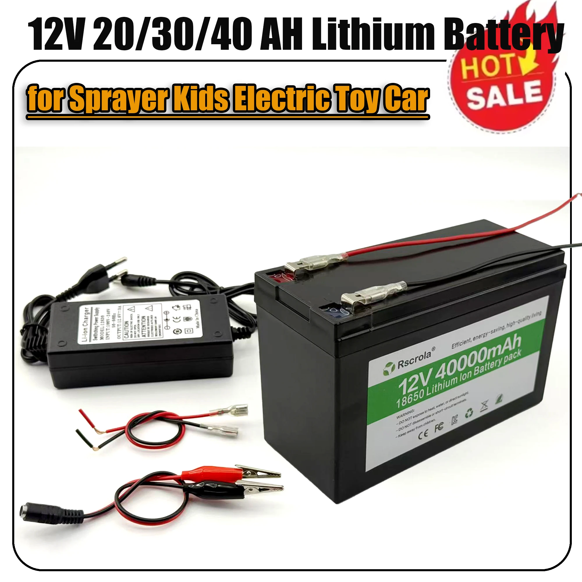 

Black 12V Battery 40Ah 30Ah 20Ah 18650 Lithium Battery Pack Sprayer Built-in High Current BMS Electric Vehicle Battery
