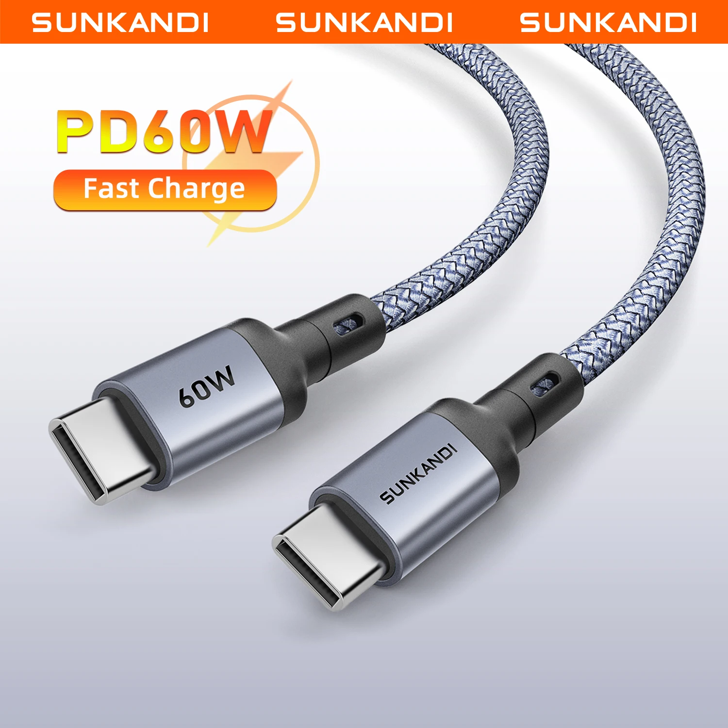 SUNKANDI  USB C Cable, 60W Charging Cable For iPhone 17/16/15, MacBook, Galaxy S26/S25/S24, Pixel 10, iPad, Switch