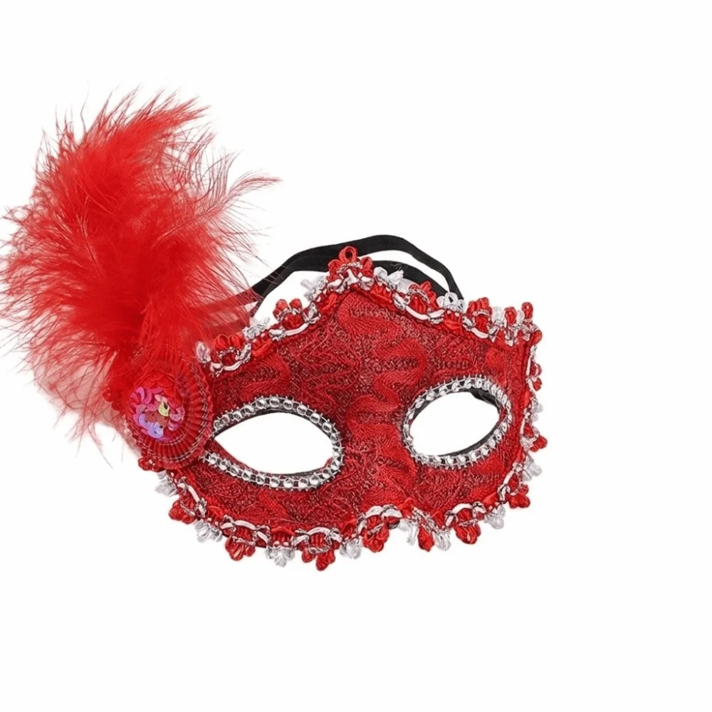 Novelty Multicolor Half-Face Mask Lace Cosplay Feather Mask Masquerade Fancy Prom Masquerade Ball Mask Ladies