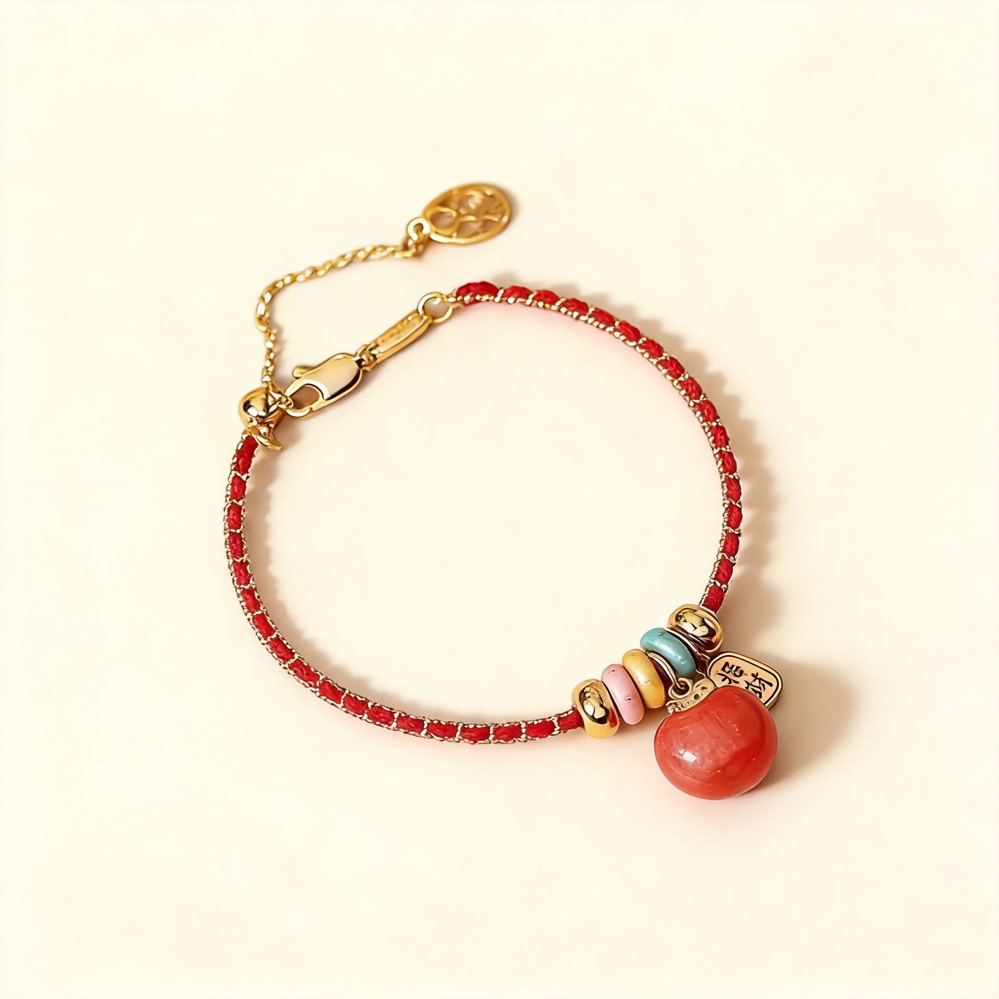 Delicate Chinese Style Temperature Changing Enamel Apple Red String Bracelet For Women Fortune Blessing Peace Lucky Auspicious