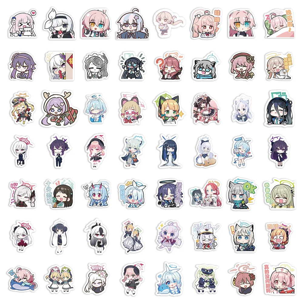 60pcs Game Blue Archive Q-version cute Sticker no-repeating diy Notebook Waterproof Stickers Hina Arona Aris Aru Shiroko Hoshino