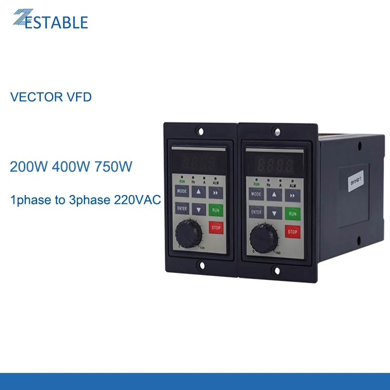 

ZA-D10 200/400/750W 1Ph to 3Ph 220VAC VFD Variable Frequency Drive Converter Motor Speed Vector Control Inverter