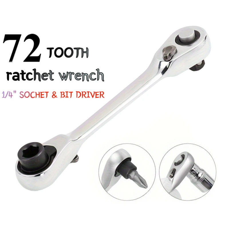 

72 Teeth Mini Ratchet Wrench Toughbuilt Swivel Socket Wrench Spanner for 1/4 "Drive Sleeve Automotive Mini Repair Tools