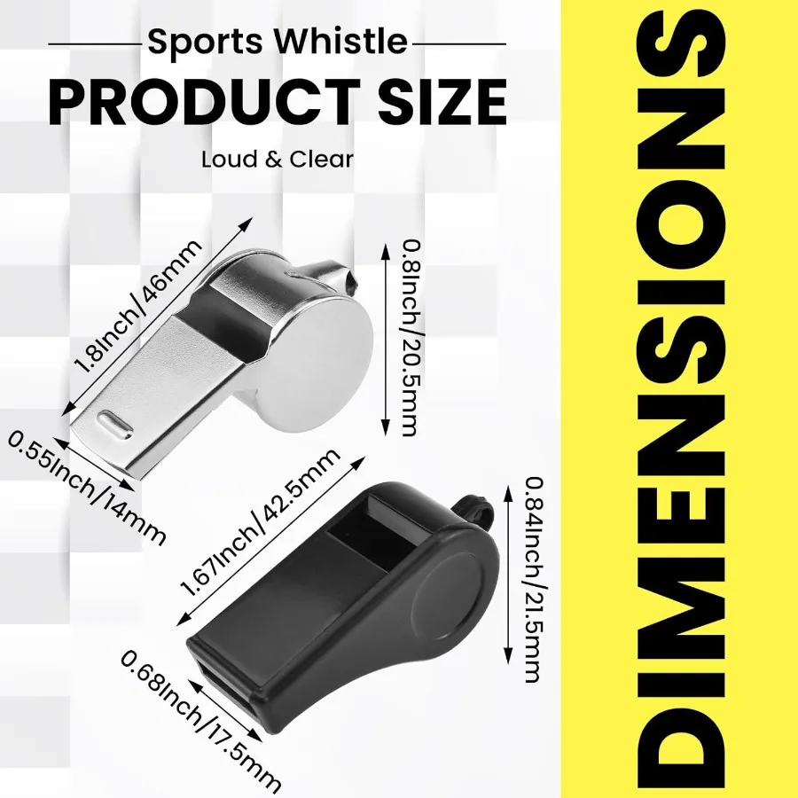 4개입 스테인리스 스포츠 호루라기 및 플라스틱 소리 큰 호루라기 코치용 끈 포함