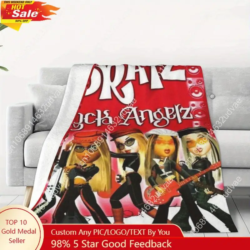 

Bratz Girls Contemporary Knit Fabric Flannel Blanket - Machine Washable All Seasons Digital Print,Polyester Custom blankets
