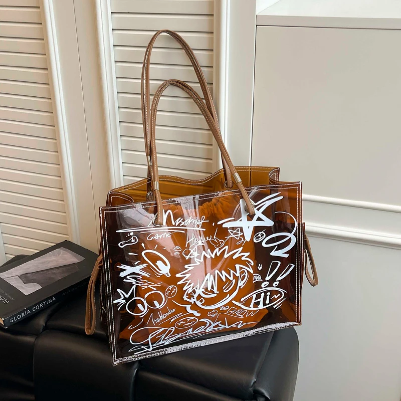 

Waterproof PVC Clear Beach Shoulder Bag For Women 2026 New Summer Handbag Underarm Shopping Bag Designer Transparent bag totes